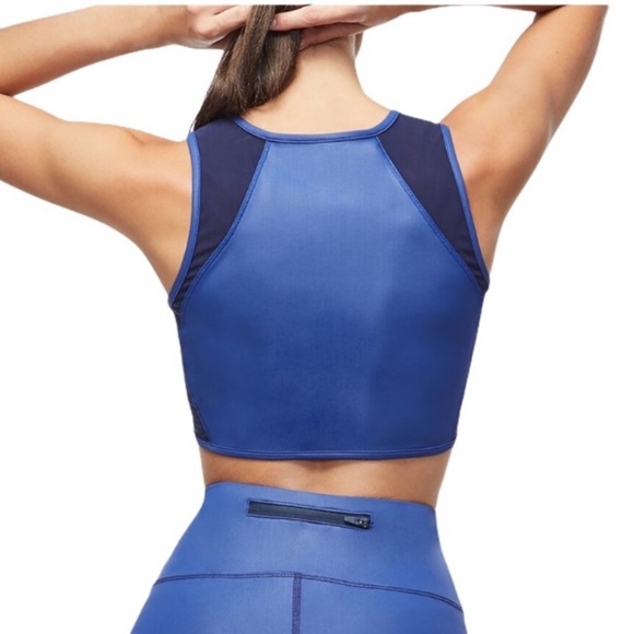 Good American The Power Zip Sports Bra Blue NWT - Picture 2 of 9